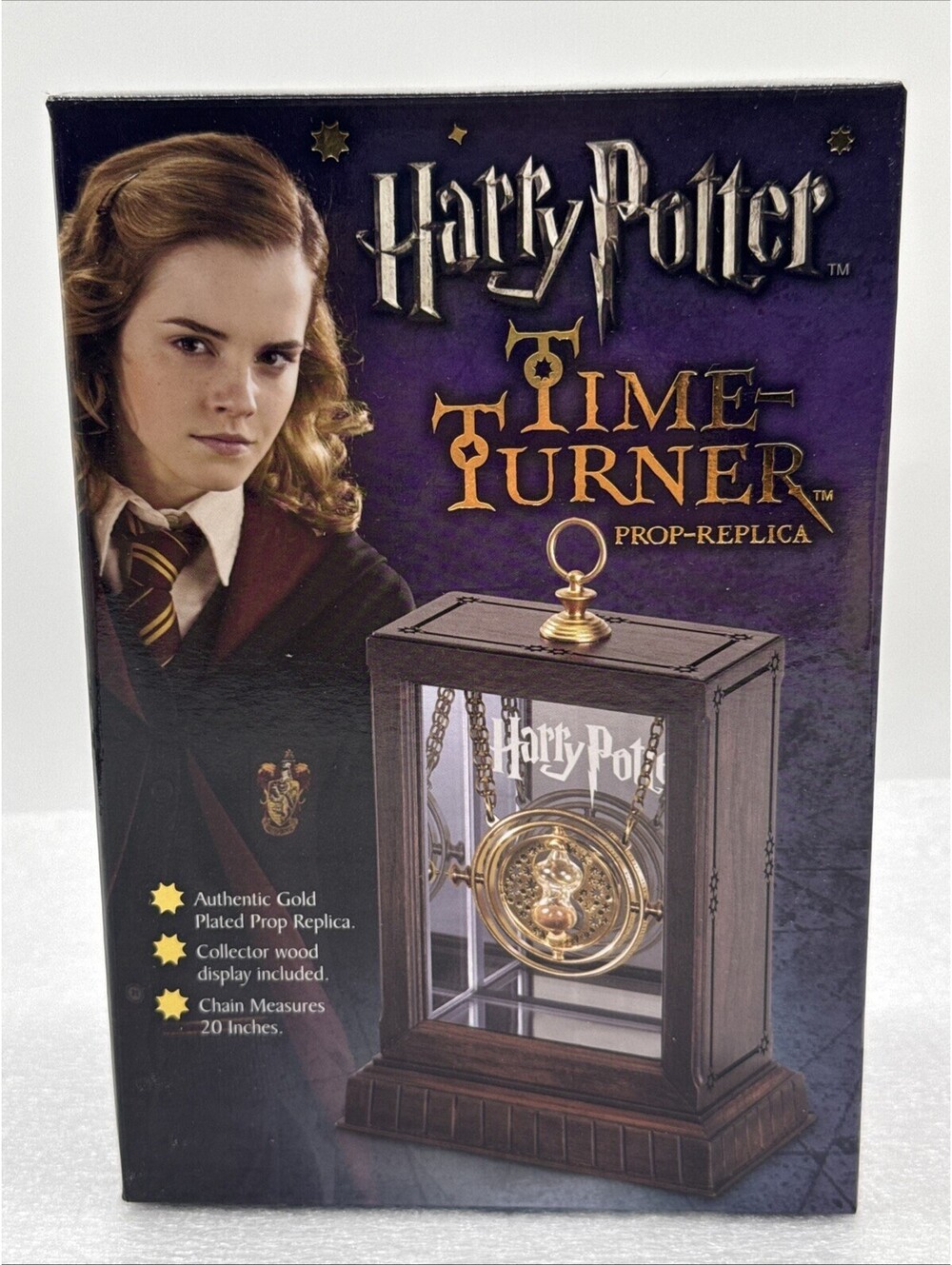 Harry Potter Hermione's 24k Gold Time Turner Hourglass Necklace Noble Collection